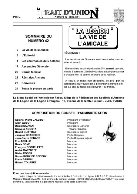 Special RC4 - Amicale des Anciens de la Légion Etrangère de Paris