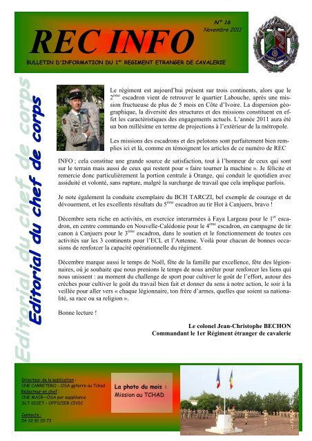 REC INFO - 1er Régiment étranger de cavalerie - Légion étrangère