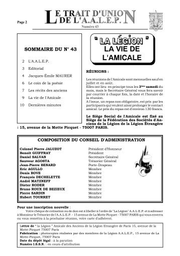 Numéro 43 - Amicale des Anciens de la Légion Etrangère de Paris ...