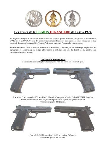 Les armes de la Légion Etrangère de 1939 - Monsieur Légionnaire