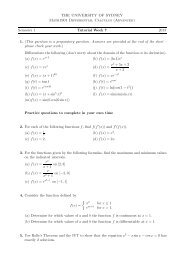 THE UNIVERSITY OF SYDNEY Math1901 Differential Calculus ...