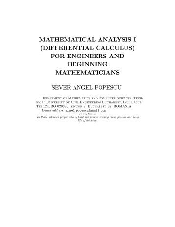 MATHEMATICAL ANALYSIS I (DIFFERENTIAL CALCULUS) FOR ...