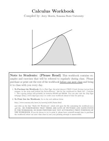 Calculus Workbook - Sonoma State University