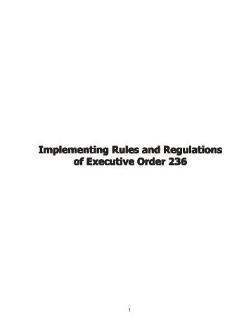 Implementing Rules and Regulations of Executive Order 236