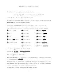 A Brief Summary of Differential Calculus The ... - Whitman People