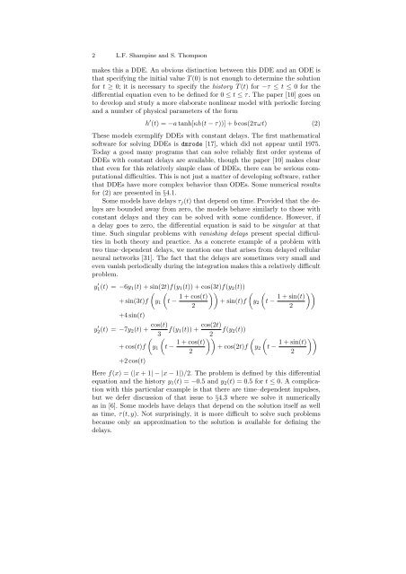 Solving Delay Differential Equations - Radford University