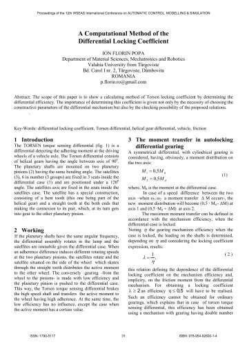 A Computational Method of the Differential Locking Coefficient