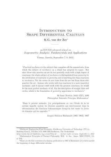 Introduction to Shape Differential Calculus - Technische Universiteit ...