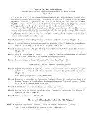 MATH 104/184 Course Outline Differential Calculus with ... - UBC Math