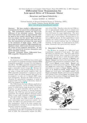 Differential Gear Transmission for Low-speed Drive of Ultrasonic Motor