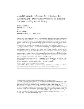 Jet fitting 3: A Generic C++ Package for Estimating the Differential ...