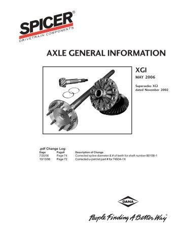 light axle general information - Dana Corporation