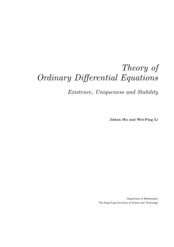 Theory of Ordinary Differential Equations - Department of Mathematics