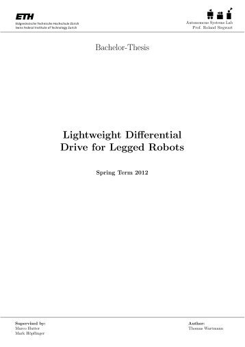 Lightweight Differential Drive for Legged Robots - ETH - ASL ...