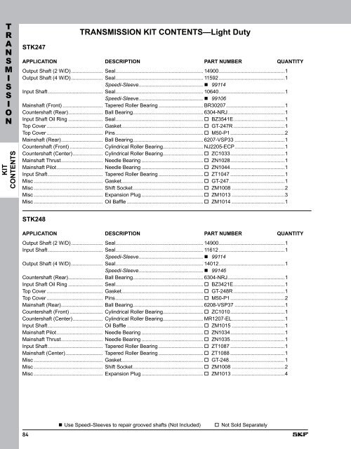 SKF Differential, Transfer Case & Transmission Kits - SKF.com