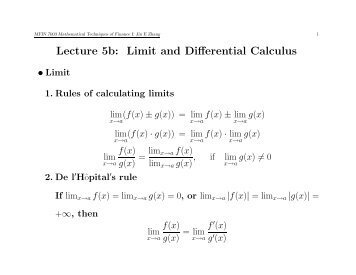 Lecture 5b: Limit and Differential Calculus