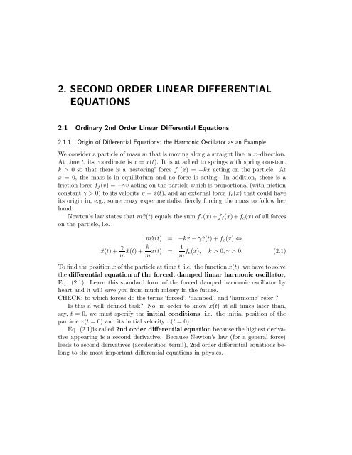 2. SECOND ORDER LINEAR DIFFERENTIAL EQUATIONS