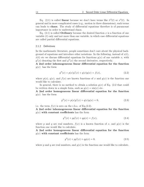 2. SECOND ORDER LINEAR DIFFERENTIAL EQUATIONS