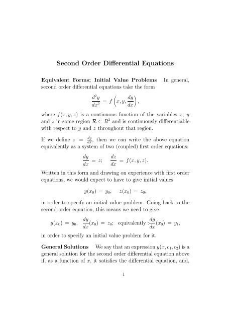 Second Order Differential Equations