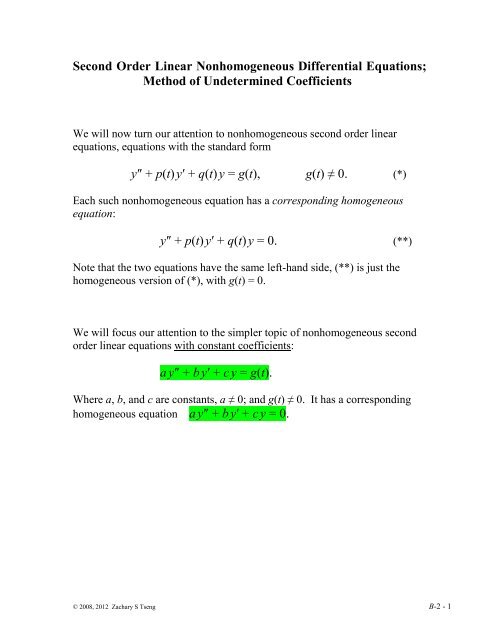 Second Order Linear Nonhomogeneous Differential Equations ...