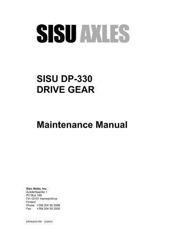 SISU DP-330 DRIVE GEAR Maintenance Manual - Marmon ...