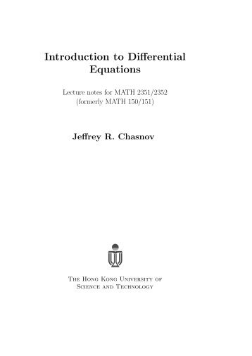 Introduction to Differential Equations - Department of Mathematics