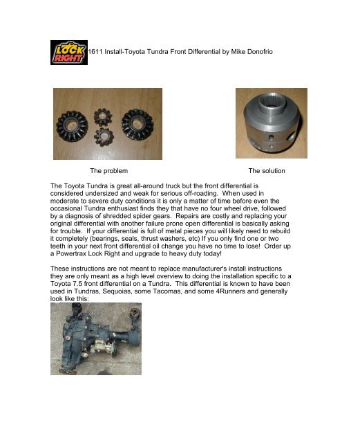 1611 Install-Toyota Tundra Front Differential by Mike ... - Teddnet.com