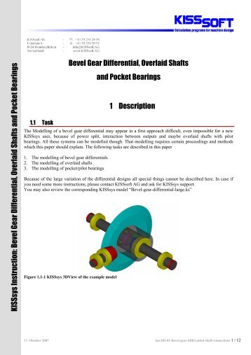 Bevel Gear Differential, Overlaid Shafts and Pocket ... - KISSsoft AG