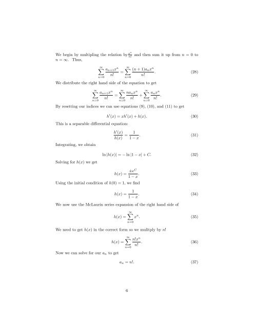 Solving Recurrence Relations Using Differential Operators - Sections