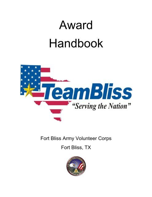 Award Handbook Fort Bliss Mwr