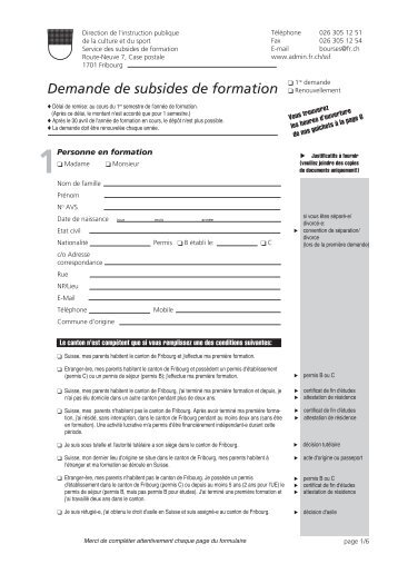 Demande de subsides de formation - Cottens