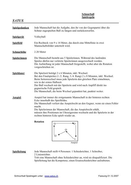 Schnurball Spielregeln Spielgedanken Jede Mannschaft hat die ...