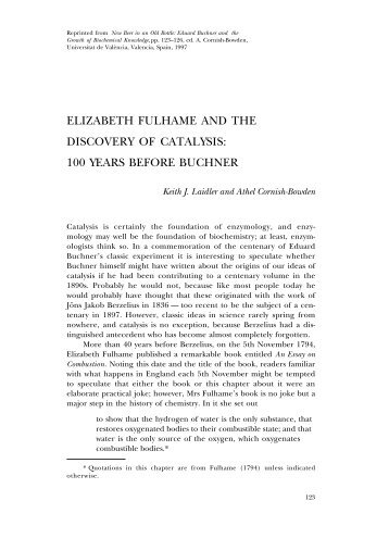 ELIZABETH FULHAME AND THE DISCOVERY OF CATALYSIS: 100 ...