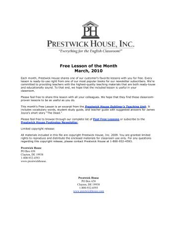 Free Lesson of the Month March, 2010 - Prestwick House