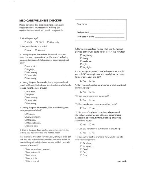 Medicare Wellness Exam Questionnaire - Orange Grove Family ...