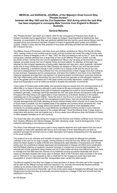 General Remarks and Sick List of the Phoebe