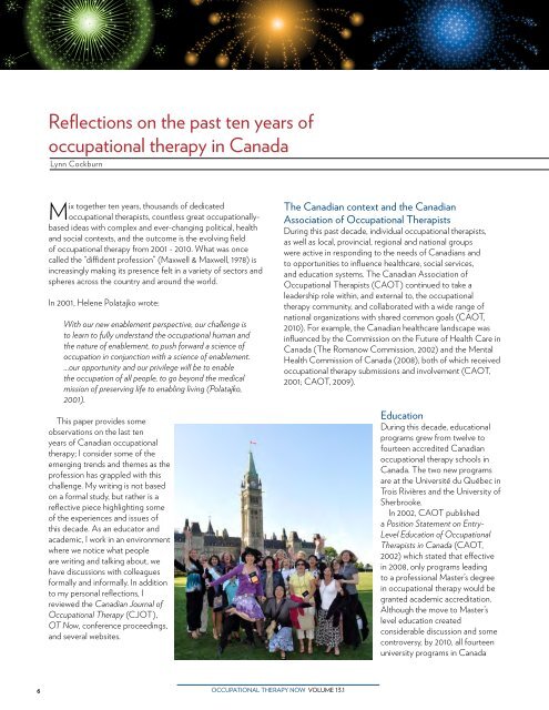 Reflections on the past ten years of occupational therapy in Canada