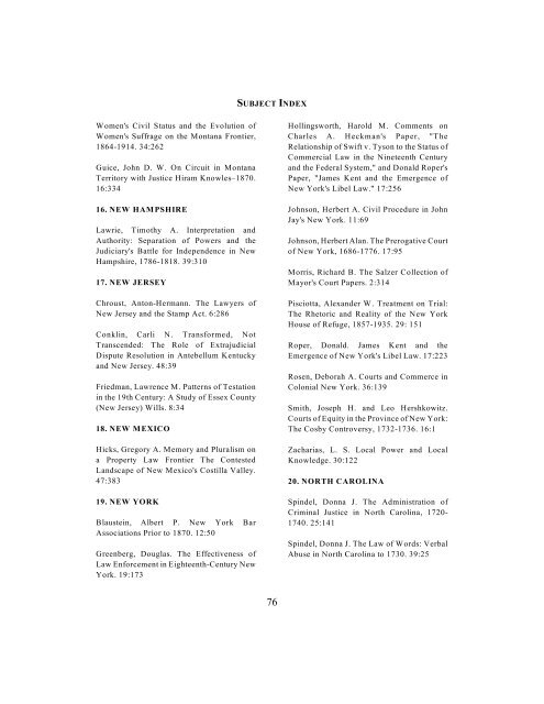 Index to American Journal of Legal History, Volumes 1-49 - AALL