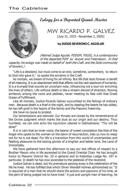 Cabletow 4th issue - GM Ebdane - Grand Lodge of the Philippines