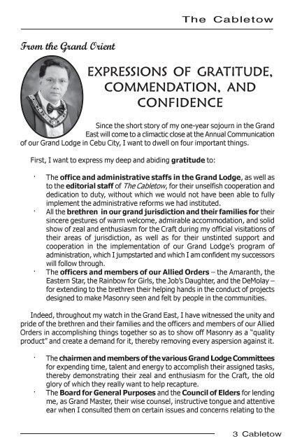 Cabletow 4th issue - GM Ebdane - Grand Lodge of the Philippines