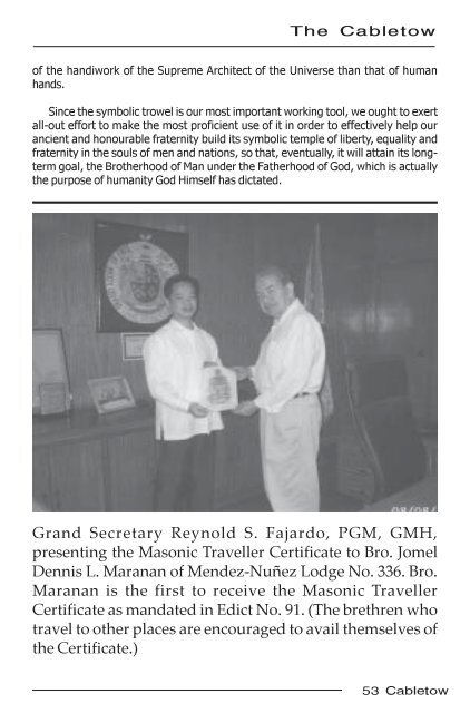 Cabletow 4th issue - GM Ebdane - Grand Lodge of the Philippines