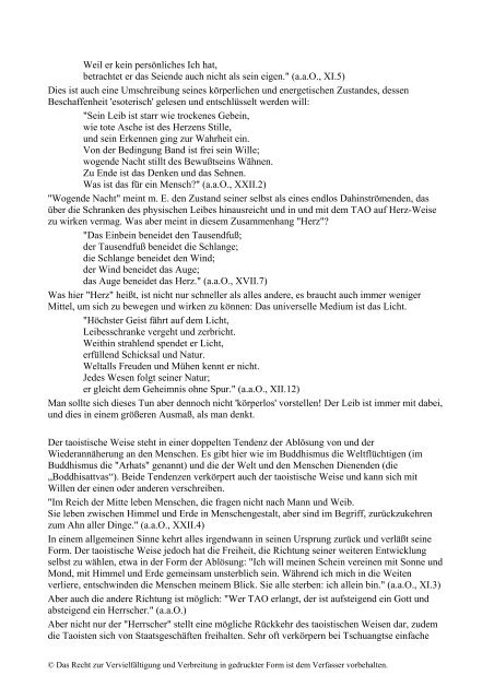Friedrich Kümmel Textkompilation zum taoistischen „Weisen“*