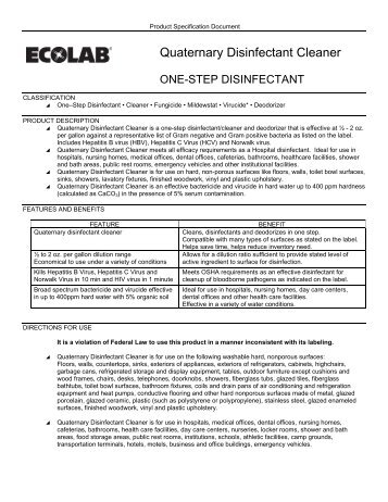 Quaternary Disinfectant Cleaner PSD - Ecolab Health