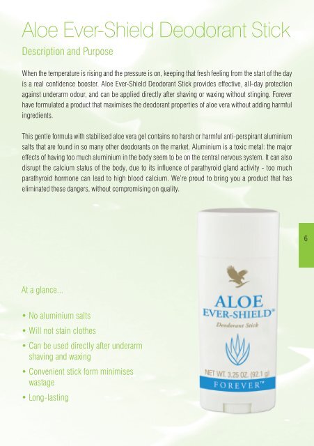 Aloe Ever-Shield Deodorant Stick PDF