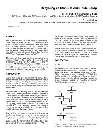 Recycling of Titanium-Aluminide Scrap - RWTH