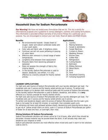 Household Uses for Sodium Percarbonate - The Chemistry Store