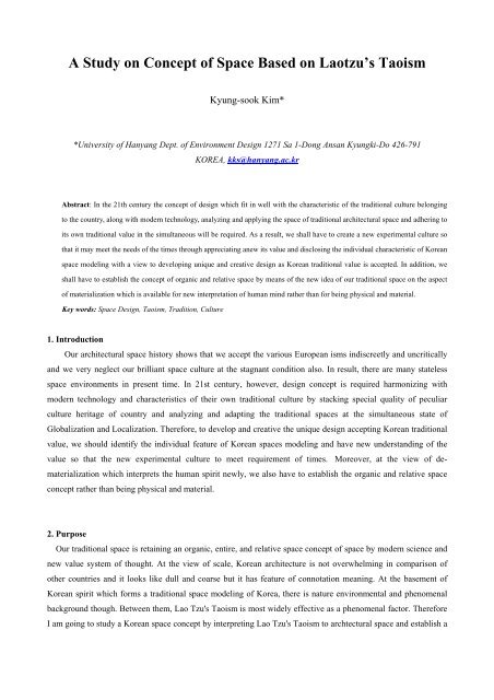 A Study on Concept of Space Based on Laotzu's Taoism