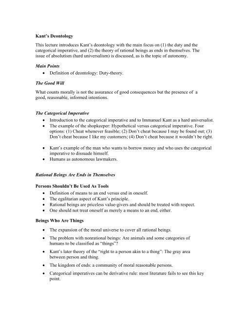 Chapter 6 Using Your Reason Part 2 Kant S Deontology
