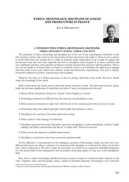 Ethics Deontology Discipline Of Judges And Prosecutors In France