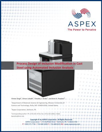 Process Design of Inclusion Modification in Cast Steel using ... - Aspex